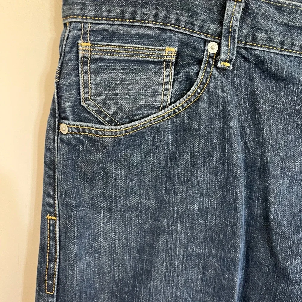 Levis 514 Slim Straight Leg Jeans Mens 38x34 Dark‎ Wash Blue Flap Pocket Denim